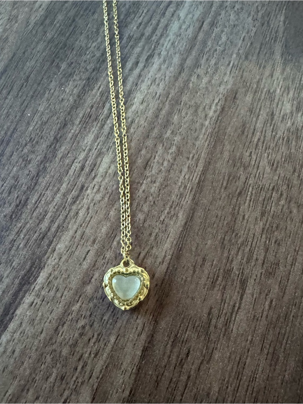 Altar'd State Gold Heart Pendant Necklace with White Inset